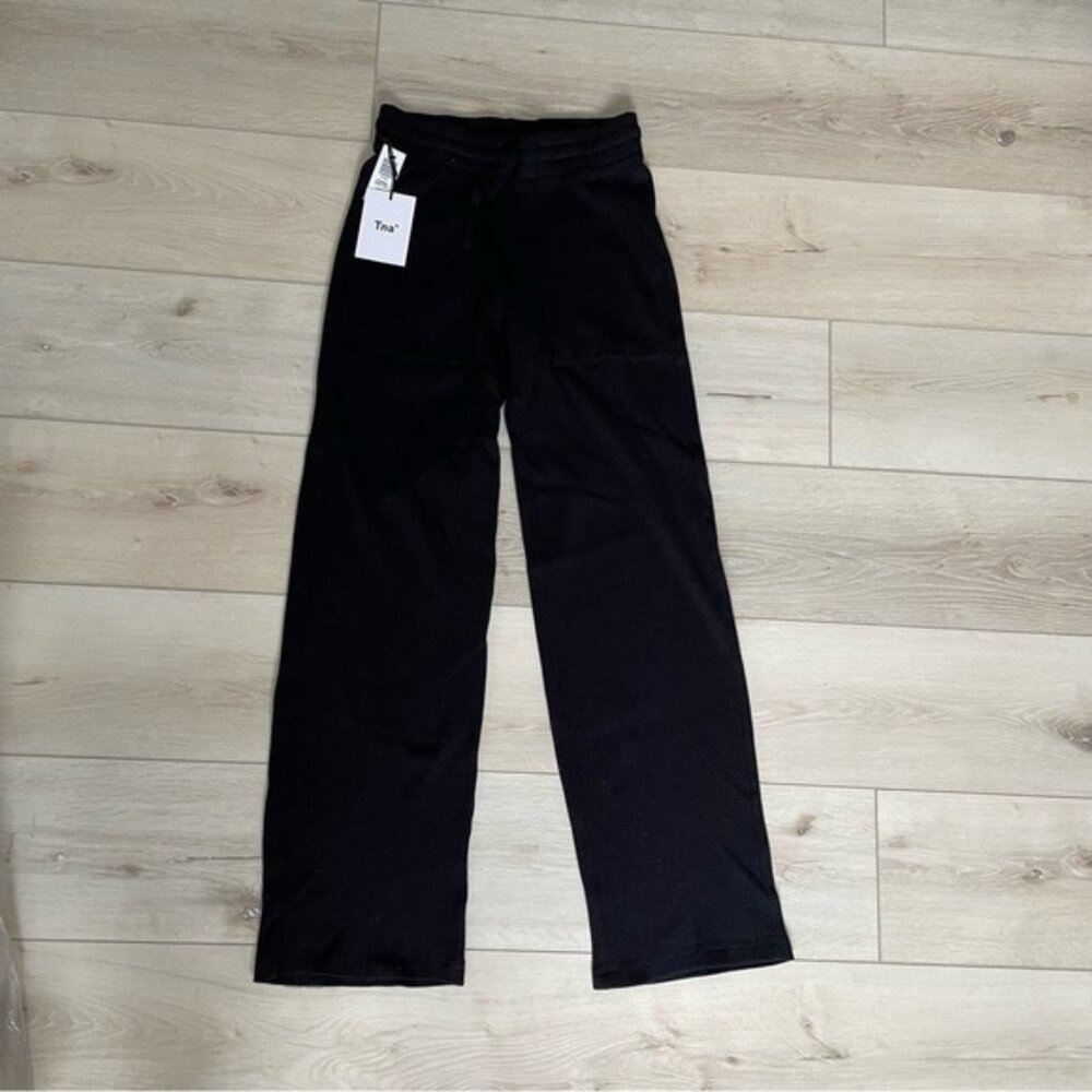 ARITZIA TNA Black Thermal Waffle Wide Leg Pants XXS